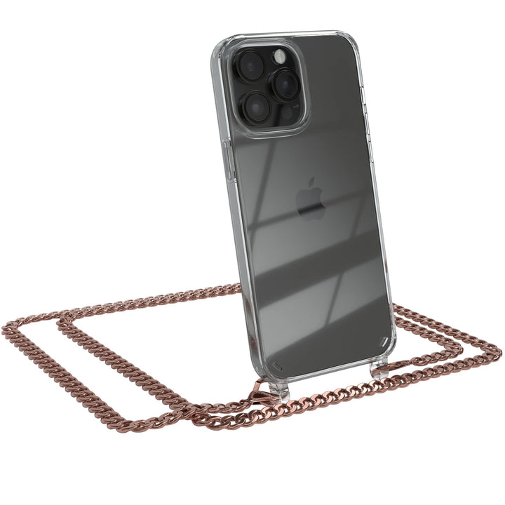 EAZY CASE Handykette kompatibel mit iPhone 14 Pro Max Handyhülle mit Metall Umhängeband und Ersatz K