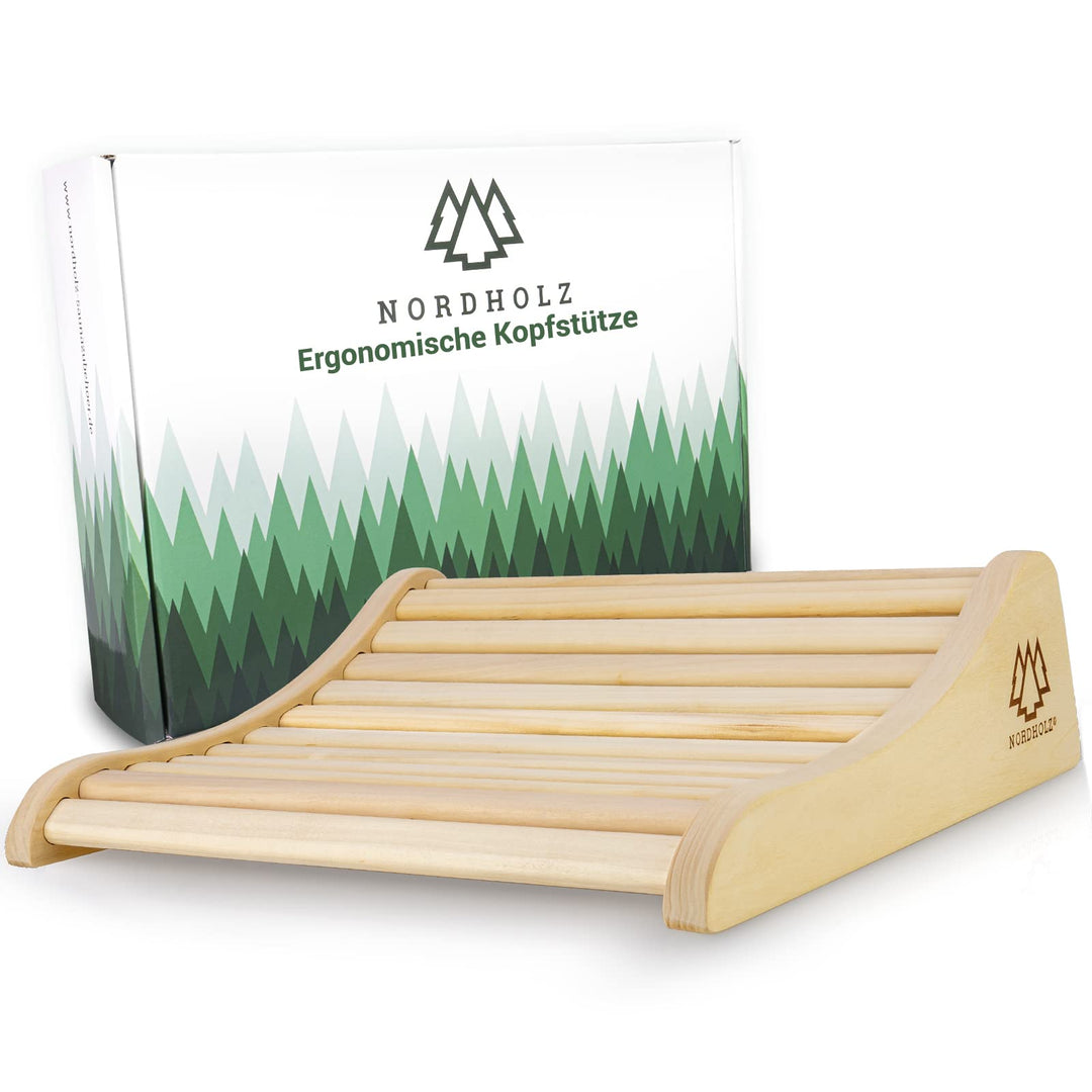 Nordholz® Sauna Kopfstütze Holz - 37x33cm ideale Breite für den optimalen Liegekomfort - Sauna Kopfs