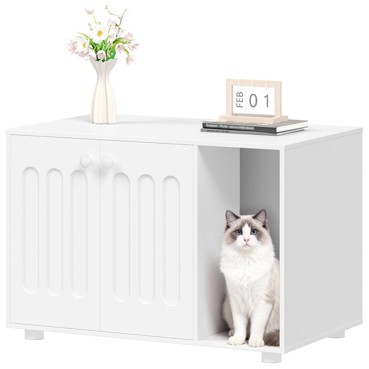 Hzuaneri Katzenschrank, Katzenklo-Schrank, 80 x 48 x 51 cm, Katzenhaus mit Tür und Separater Trennwa