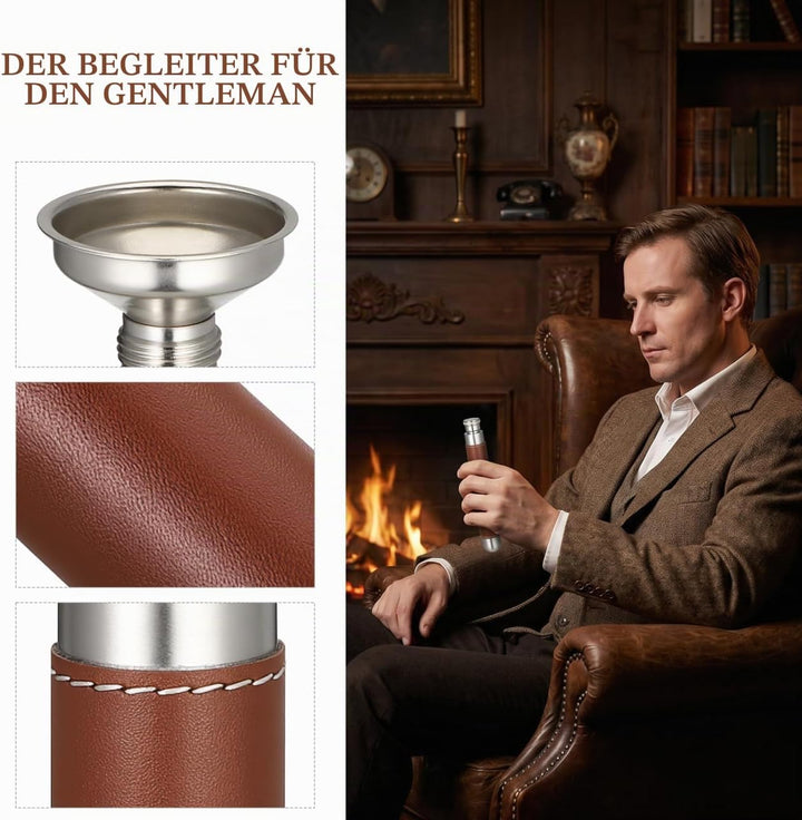 ELAYARD Tragbare WeinröHre Aus Edelstahl Mit Lederbezug Kompakter Mini-Weintopf FüR Outdoor Barzubeh