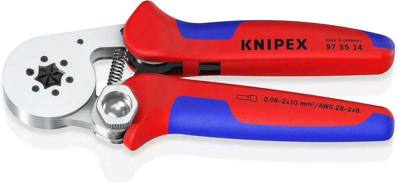 KNIPEX Selbsteinstellende Crimpzange für Aderendhülsen, 0,08-16 mm²/2x10mm², Sechskant-Pressung, Ade