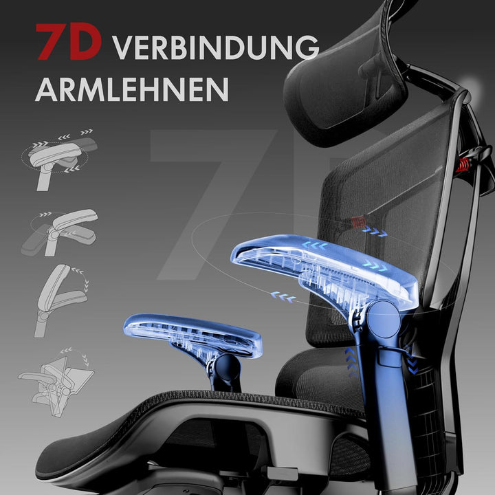 FLEXISPOT ErgoX Pro Ergonomischer Bürostuhl mit 12-stufiger Höhenverstellung, Schreibtischstuhl mit