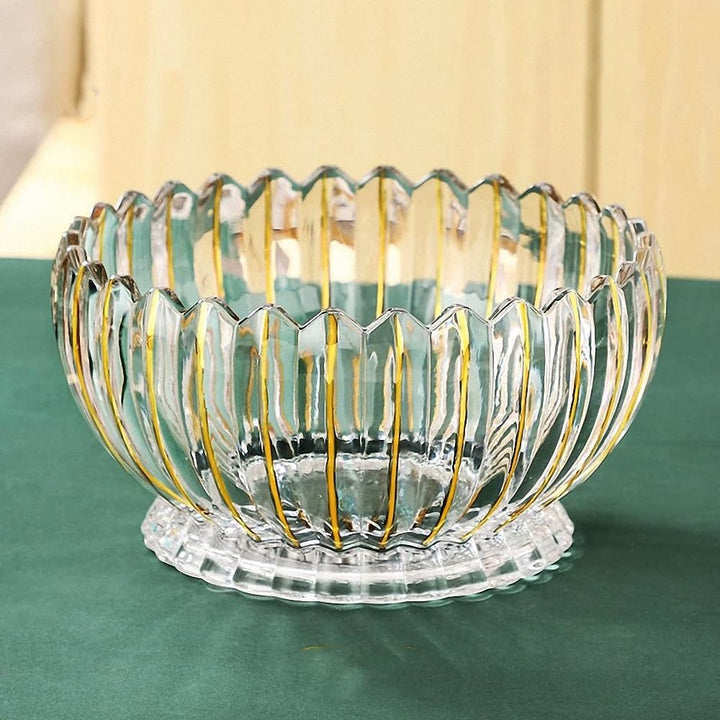 Handbemalte runde Kristallglas-Obstschale mit Fuss, 22,1 cm Durchmesser, elegante dekorative Obst-/S