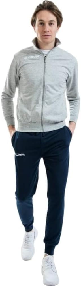 Givova Unisex Anzug Schule Senior Sportoutfit M grau melange klar/blau, M grau melange klar/blau
