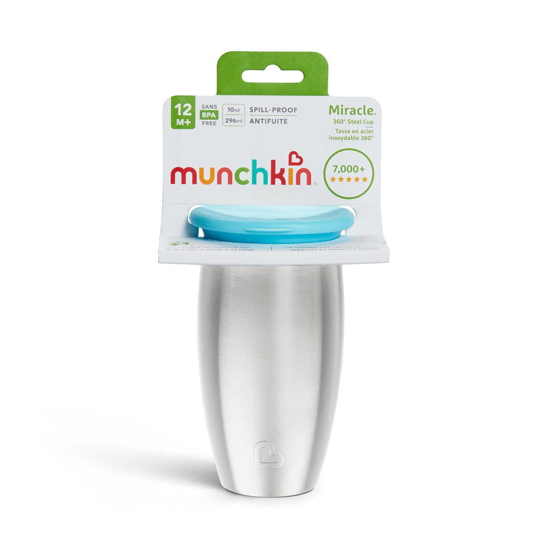Munchkin Miracle 360°- Edelstahl-Trinkbecher für Babys und Kleinkinder, BPA-frei, auslaufsicher, spü