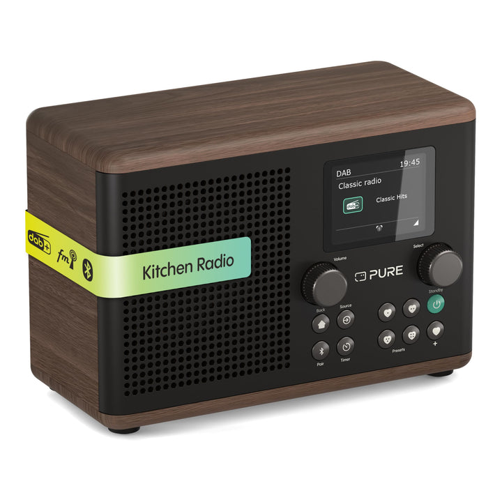 Pure Classic H4 Digitales Küchenradio (DAB+/FM, Bluetooth, USB, AUX, Küchentimer, Wecker), Coffee Bl