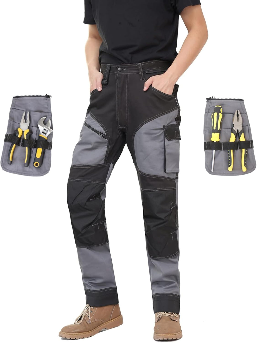 WORK IDEA Arbeitshosen männer, Hose mit multifunktionalen Taschen, Hose mit abnehmbaren Flugtaschen,