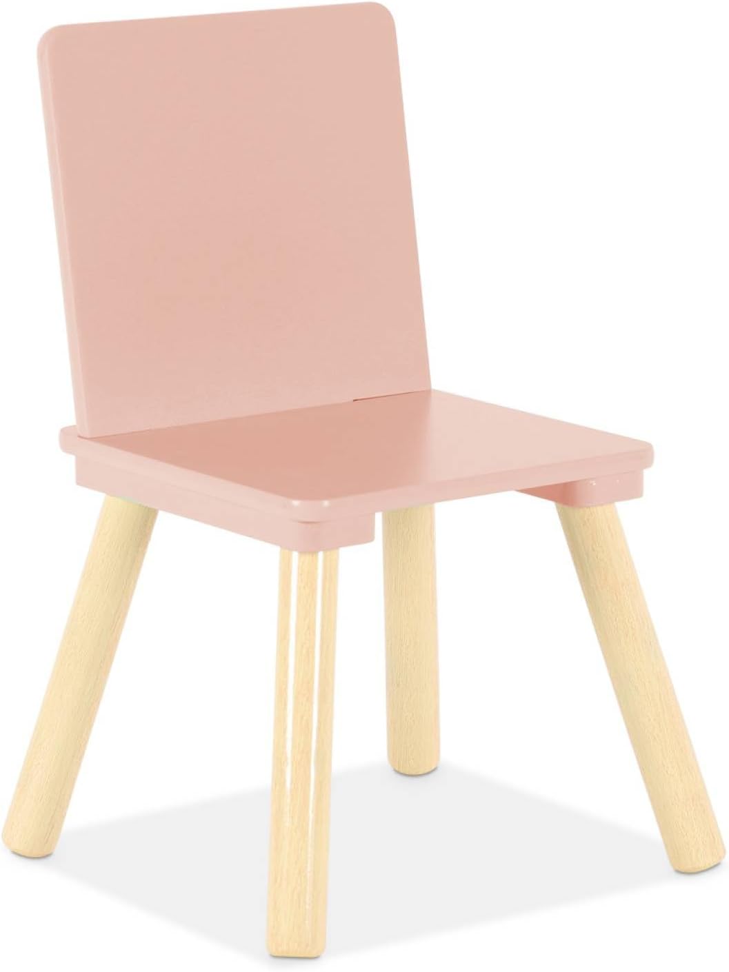 sweeek - Quadratischer Kindertisch mit 2 Stühlen, Beine aus Kiefernholz - Judith Rosa, Rosa