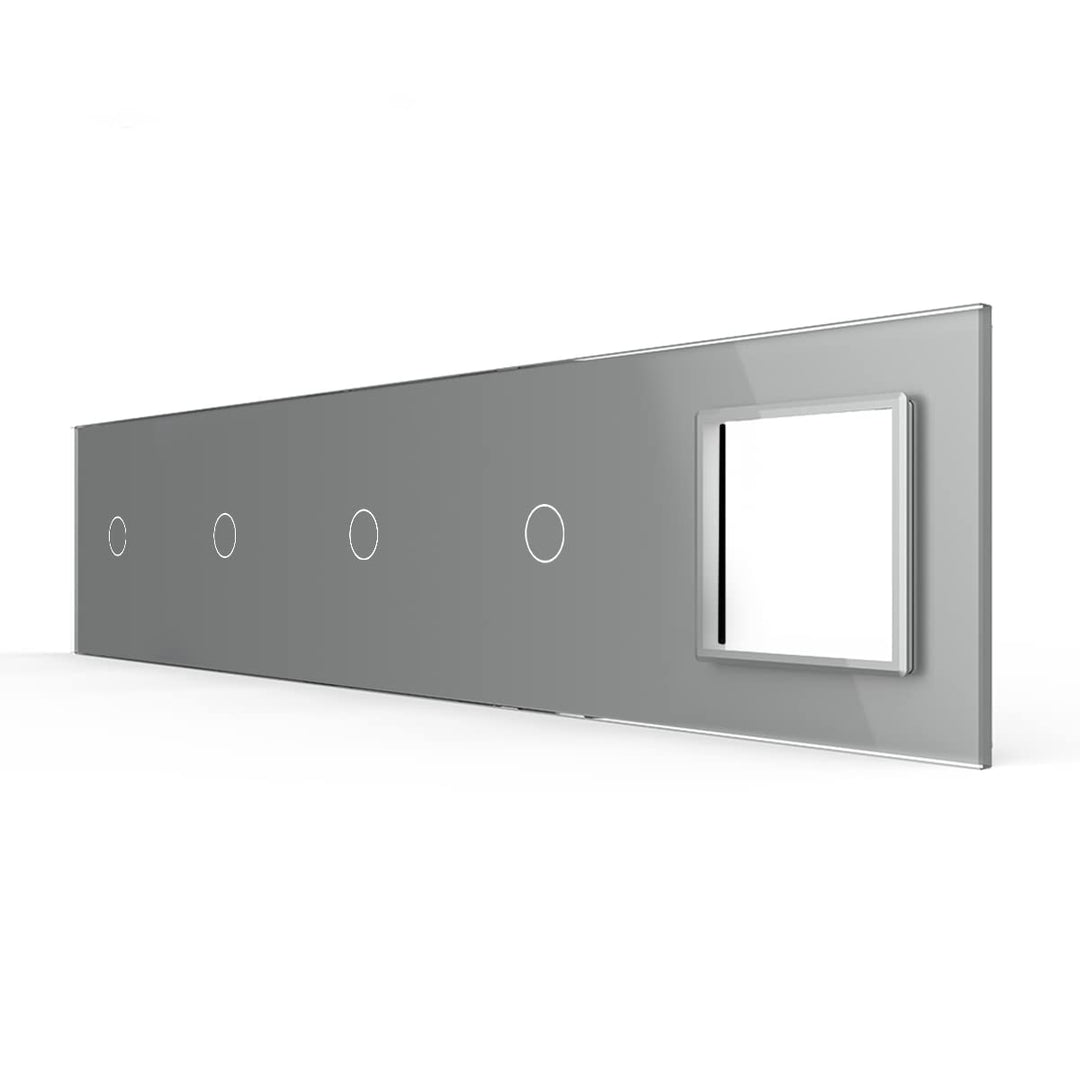 LIVOLO Nur Glasblende 5 Fach für Lichtschalter und Steckdose VL-C7-C1/C1/C1/C1/SR-15 Grau