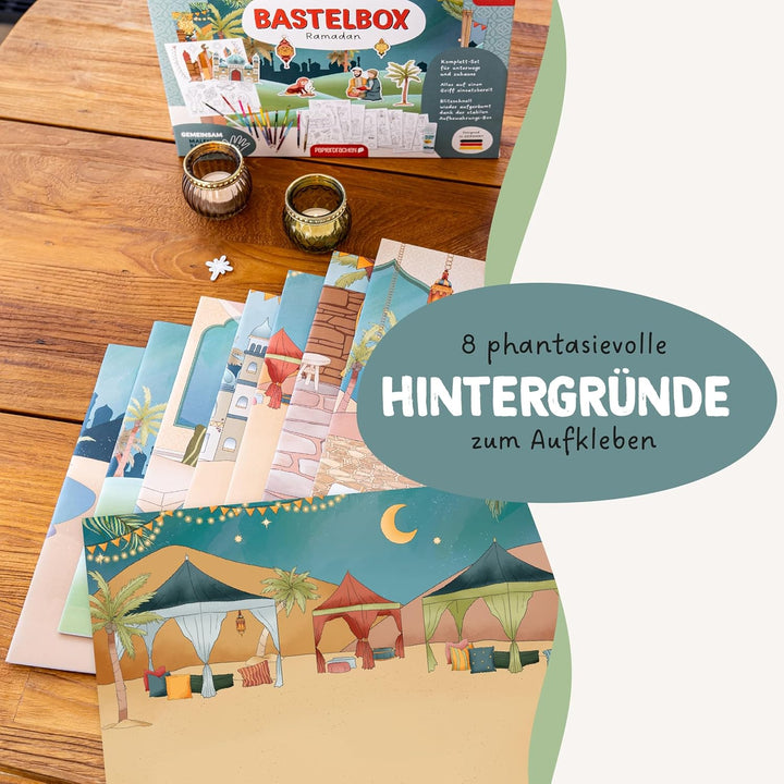 Papierdrachen Bastelbox Ramadan - Komplettes Set ab 3 Jahren – Inkl. Buntstifte & Kleber – Kreatives