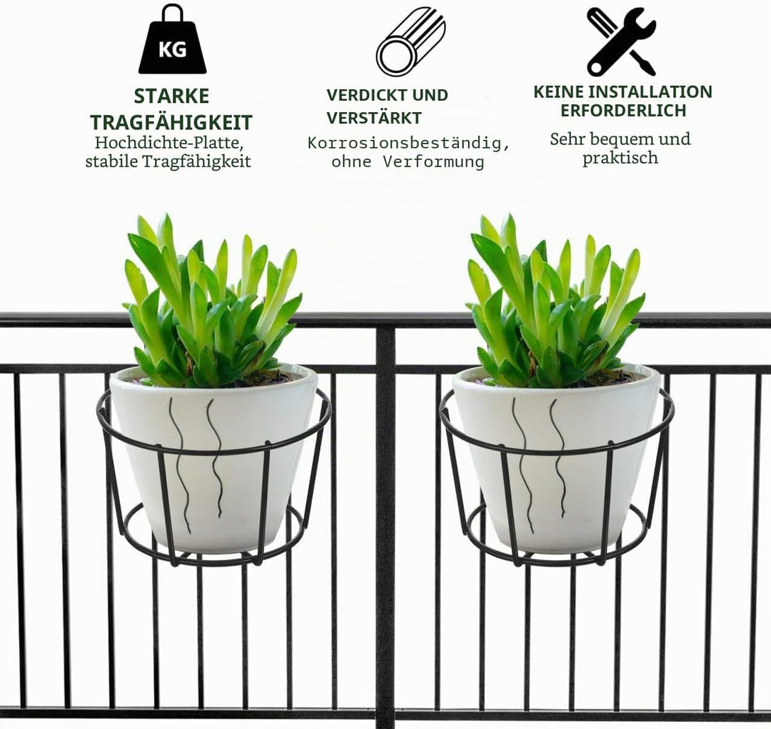 YARNOW 5er Pack Blumentopfhalter Hängend für Balkon Geländer Eisen Pflanzkorb Schwarz Blumenständer