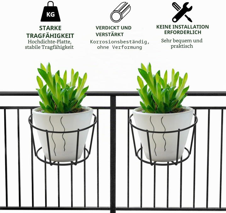 YARNOW 5er Pack Blumentopfhalter Hängend für Balkon Geländer Eisen Pflanzkorb Schwarz Blumenständer