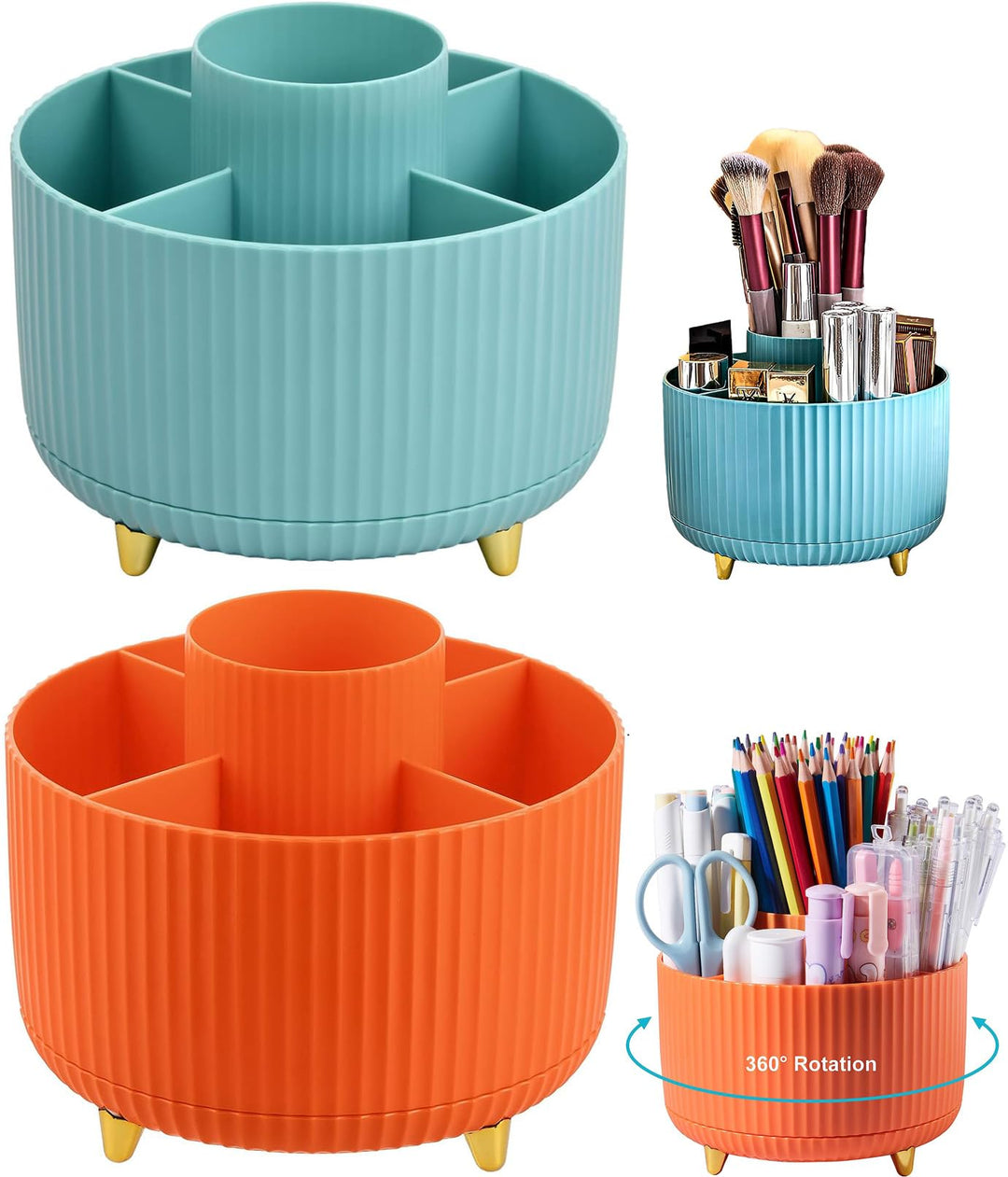 360 Grad Drehbarer Kosmetikorganizer, 2 Stück Make Up Organizer Lidschattenpinsel Lippenstift Etui,