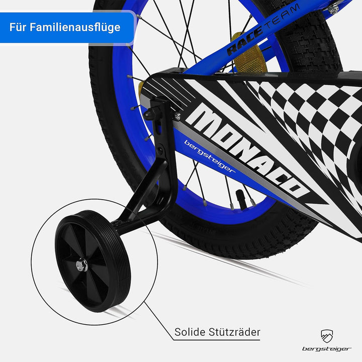 Bergsteiger Monaco 16 Zoll Kinderfahrrad, geeignet für 4, 5, 6 Jahre, BMX, Stützräder, Rücktrittbrem