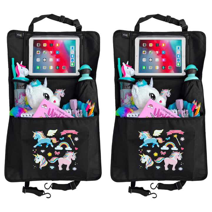 HECKBO 2x Auto Rücksitz Organizer mit verstellbarer Tablet Tasche für Tablets bis zu 20 Zoll mit Tou