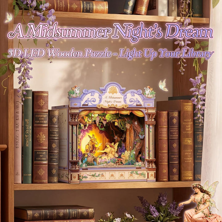 CUTEBEE Miniatur Haus Selber Bauen, 3D Holzpuzzle für Erwachsene, DIY Book Nook Kit, Shakespeare lit