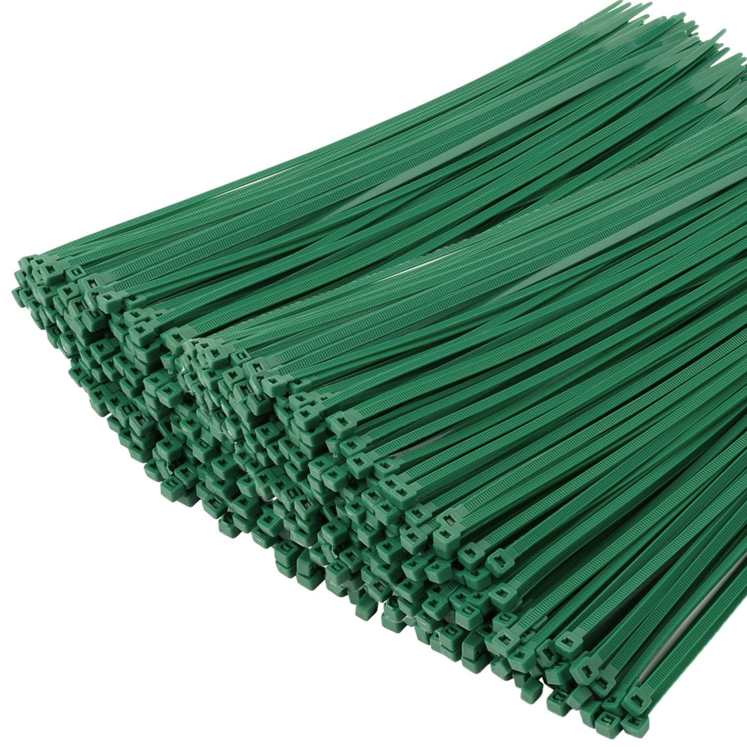 XINGO 1000 Stück Kabelbinder Grün, 300mm x 4.8mm, 22,7 kg Zugfestigkeit, UV-beständig, Selbstsichern