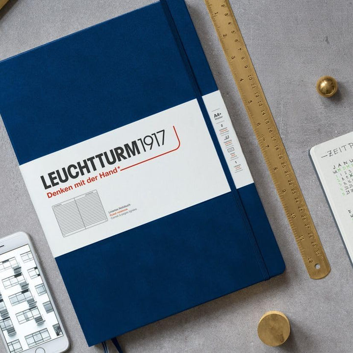 LEUCHTTURM1917 342923 Notizbuch Medium (A5), Hardcover, 251 nummerierte Seiten, Marine, kariert Mari