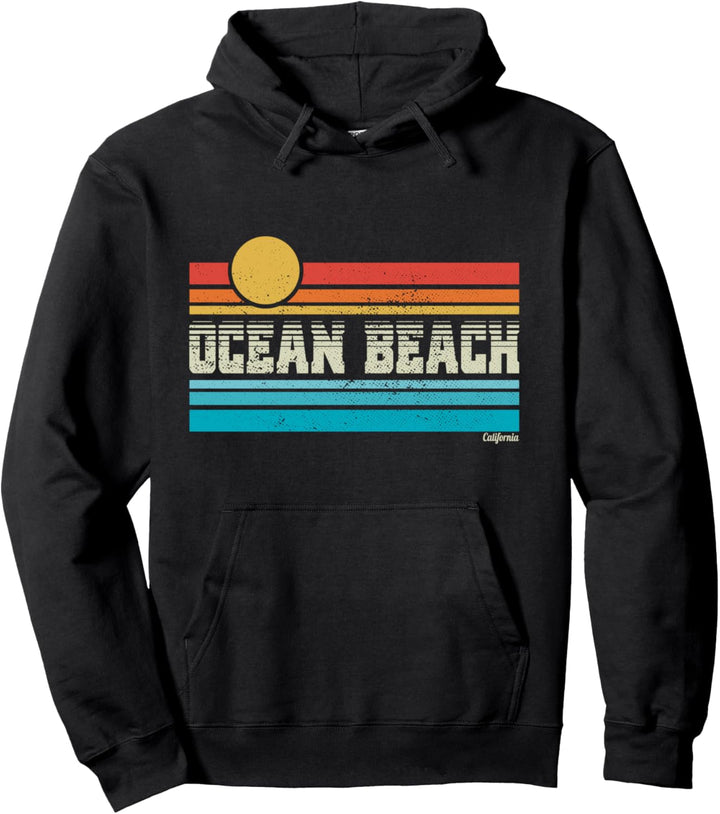 Ocean Beach Kalifornien USA Retro Vintage Surf Trip Surfer Pullover Hoodie