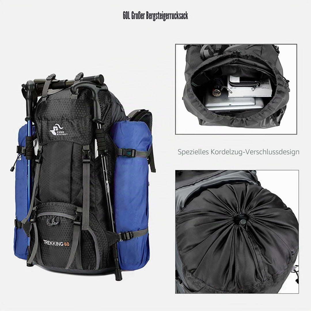 Bseash 60L Wasserdichter leichter Wanderrucksack mit Regenschutz, Outdoor Sport Tagesrucksack Multif