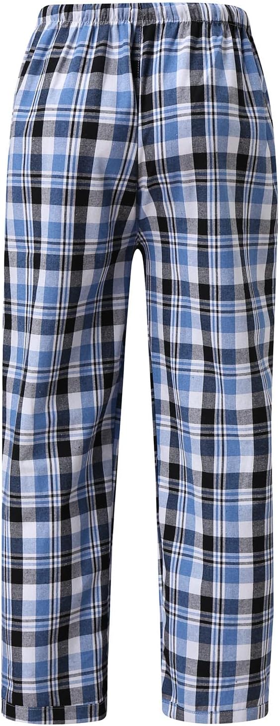 Herren Fleece Pyjamahose Relaxed Fit LoungeHose Herren Schlafanzughose Lang Baumwolle Karierte Schla