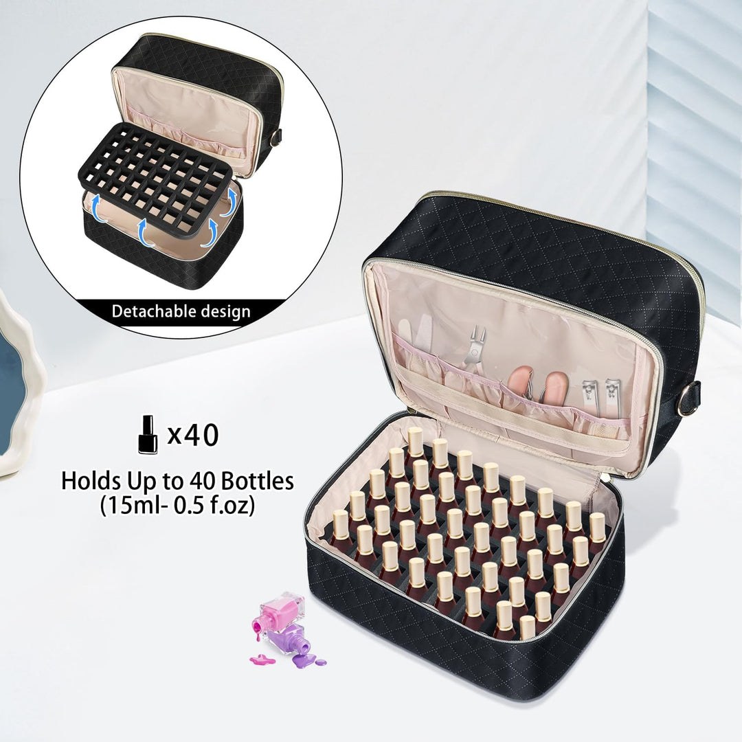 Bohemian Gross Nagellack Organizer Tasche, Doppelschicht Nagellack Aufbewahrungsbox, Nageldesign Org