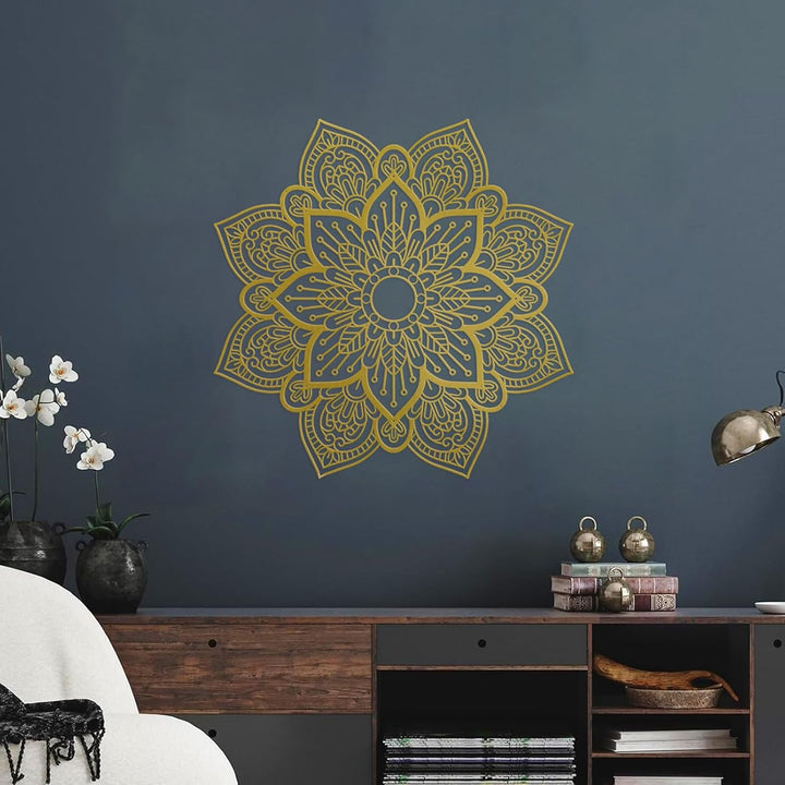 Resama Grosses Metall Rundes Mandala Wanddekor, Einzigartige Lotusblume Wanddekoration für Wohnzimme