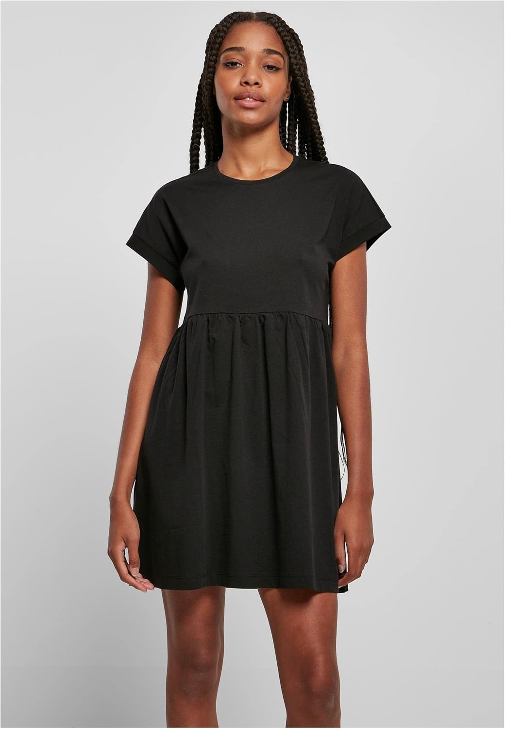Urban Classics Damen Kleid Ladies Organic Empire Valance Tee Dress, Volantkleid für Frauen, Loose Fi