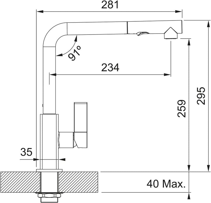 Franke MARIS PULL-OUT SPRAY 115.0392.382 Küchenbatterie verchromt/onyx, Verchromt/Onyx