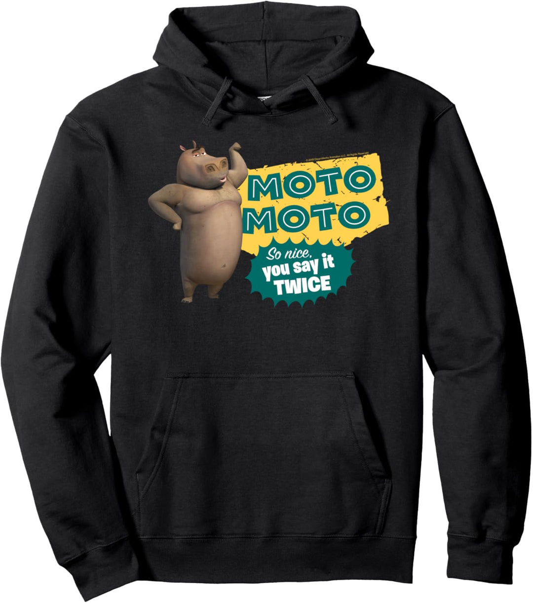 Madagascar Moto Moto Say It Twice Text Poster Pullover Hoodie