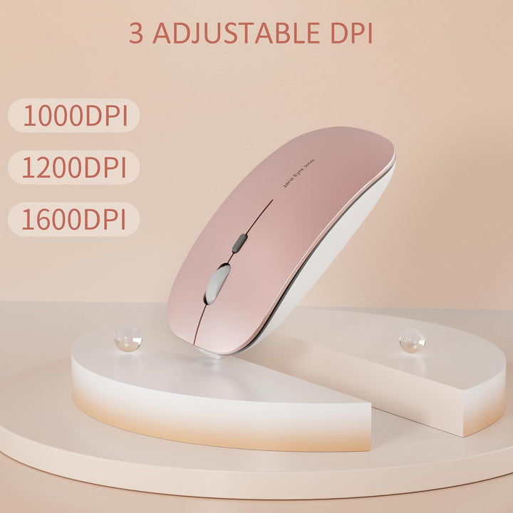 Uiosmuph Q5 Kabellos Maus, Wiederaufladbar Funkmaus 2.4G Leise Funkmaus Ultra Dünn Wireless Computer