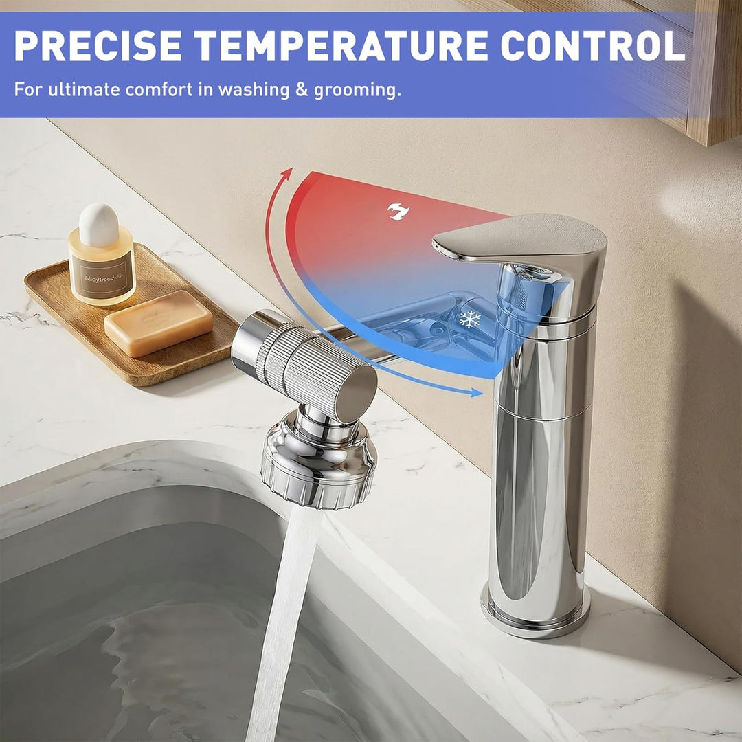 Wasserhahn Bad 360° Drehbar Einhand-Waschtischarmatur für Kalt- und Warmwasser, Wassersparende Misch