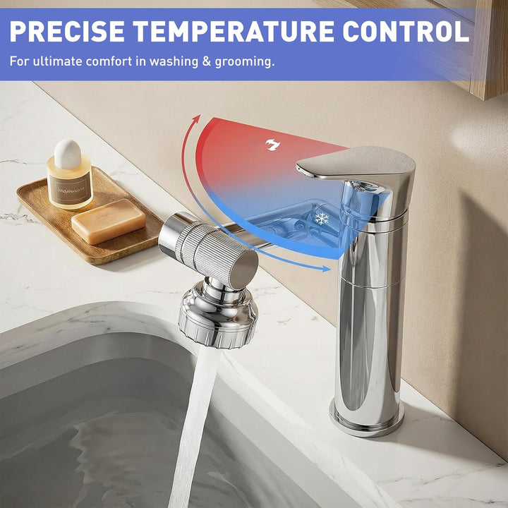Wasserhahn Bad 360° Drehbar Einhand-Waschtischarmatur für Kalt- und Warmwasser, Wassersparende Misch