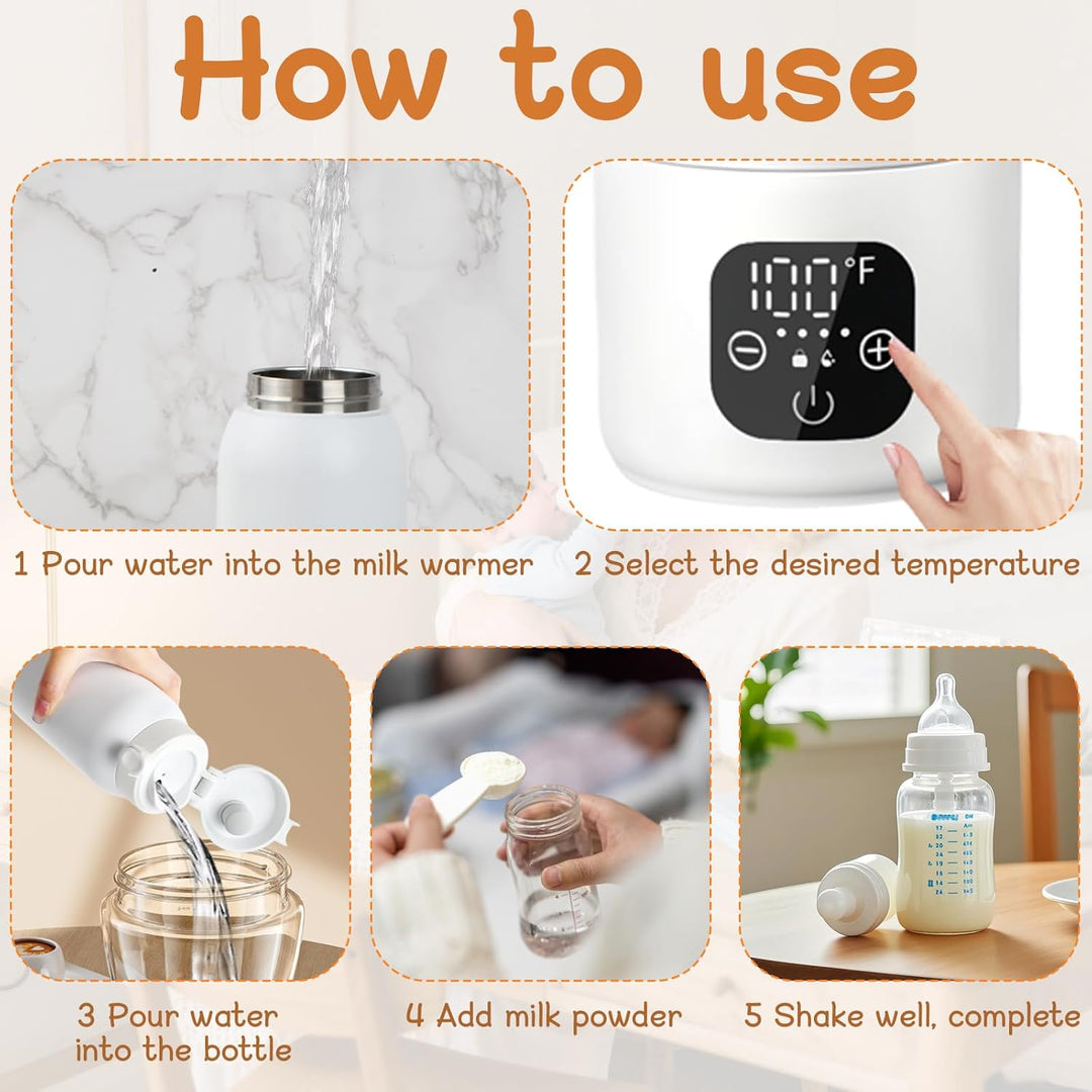 Baby Flaschenwärmer, Fast Baby Milk Bottle Warmer, Temperaturkontrolle 35~70 °C mit Digitalanzeige,