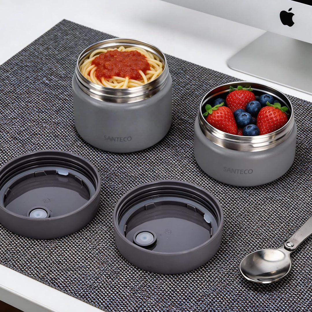 SANTECO Vakuumisolierter Suppen-Lunch-Set 1050ml - Isolierte Brotdose mit Löffel & Tragetasche - Sti