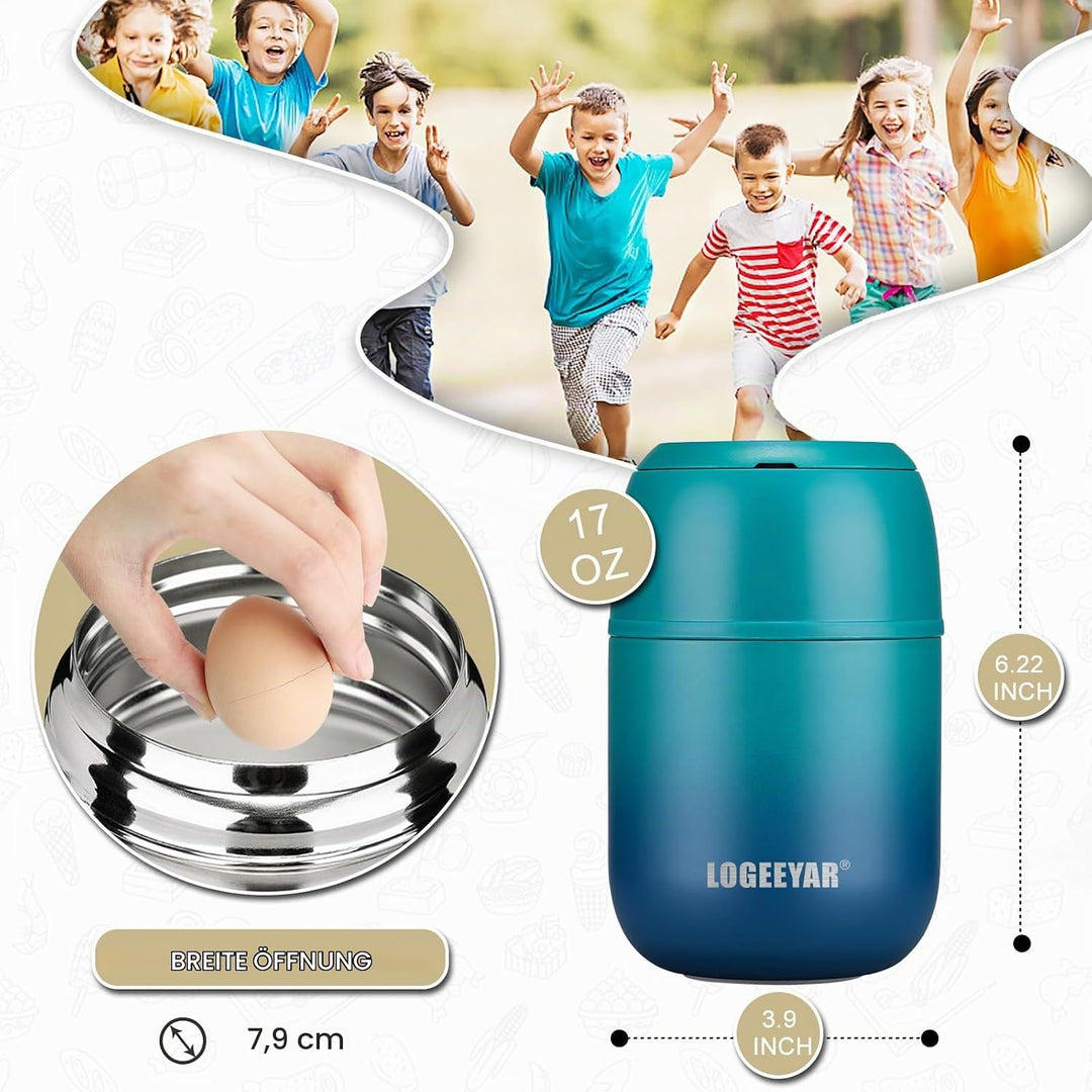 Itslife Thermobehälter für Essen 500ml Thermobehälter Edelstahl Warmhaltebehälter mit faltbaren Löff