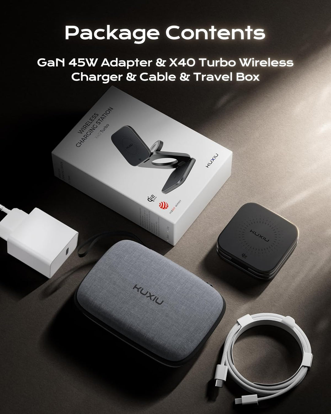 KU XIU X40 Turbo Qi2.2 25W 3-in-1 Ladestation für iPhone 17/16/15/14/13/12, 5W für Apple Watch und A