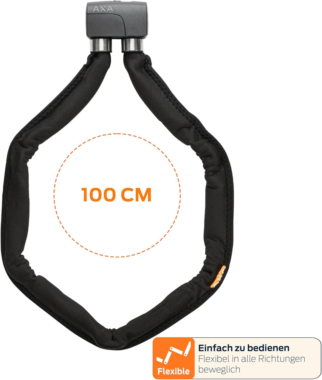 AXA Foldable 8-100 Faltschloss – Länge 100 cm – Stahlglieder 8 mm – Sicherheitsstufe 10 – Inkl. Halt