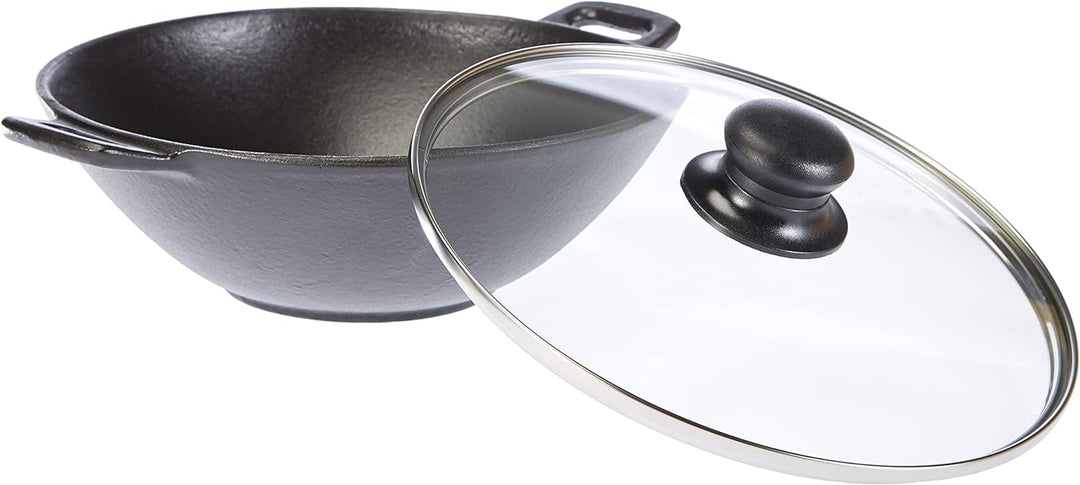 Kela 77747 Wok mit Deckel, Dünstrost, Stäbchen, Gusseisen, 24 cm Durchmesser, Induktionsgeeigent, Wo