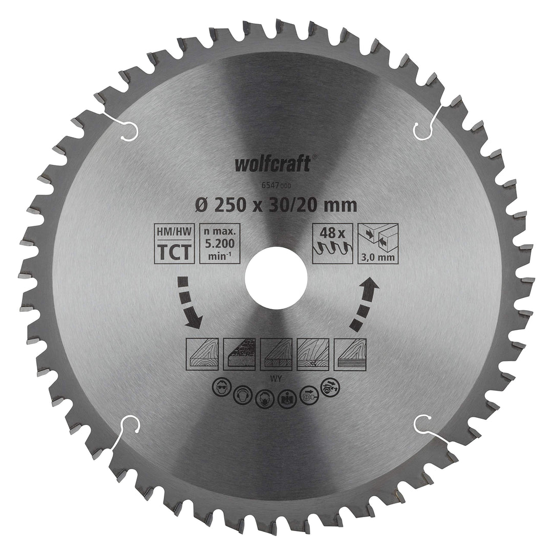 wolfcraft 6547000 Kapp- und Gehrungssägeblatt ø 250 mm - feine, saubere Schnitte