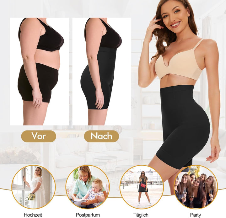 SIMIYA Bauchweg Unterhose Damen Hohe Taille Shapewear Nahtlose Miederhose mit Bein Figurenformend Mi
