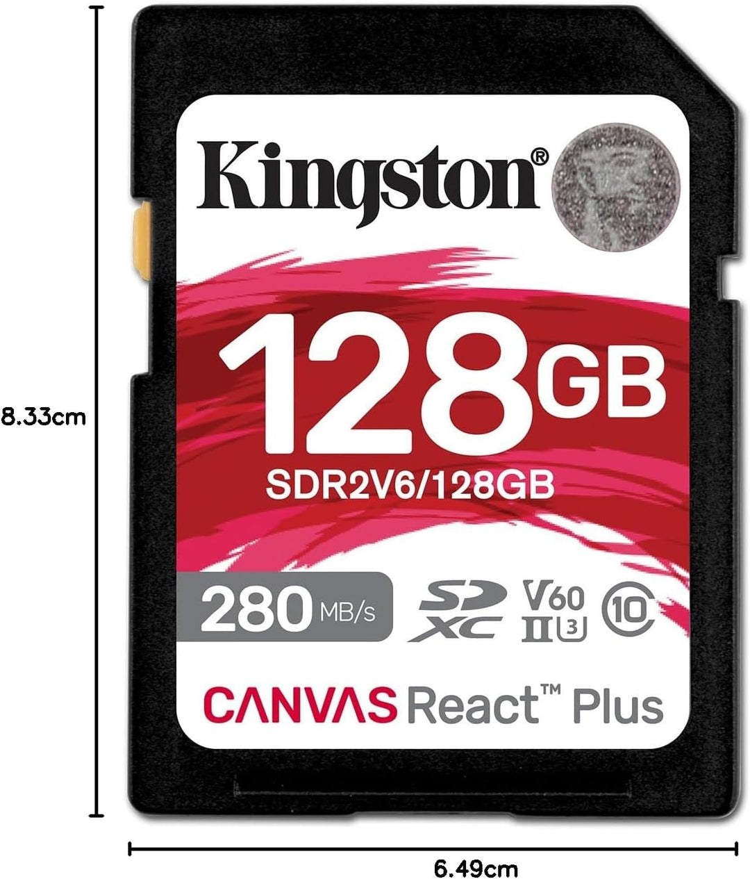 Kingston Canvas React Plus V60 SD 128GB SDXC UHS-II 280R/100W U3 V60 for Full HD/4K, 128GB