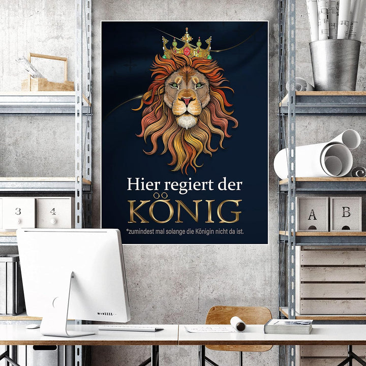 wandmotiv24 Poster als Wanddeko, Grösse 80x60cm, Hier regiert der König, Löwe, Königin, Afrika, Tier