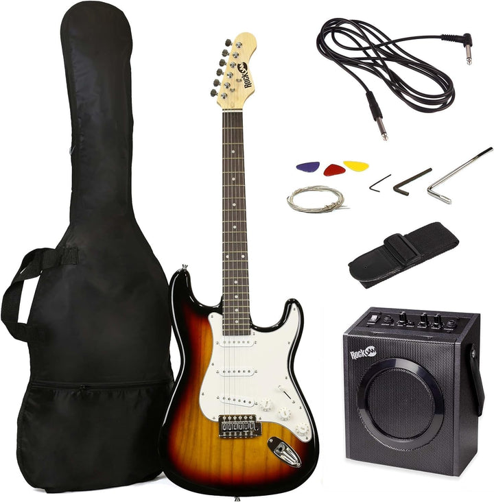 RockJam Full Size Electric Guitar Kit with 10-Watt Guitar Amp, Lessons, Strap, Gig Bag, Picks, Whamm