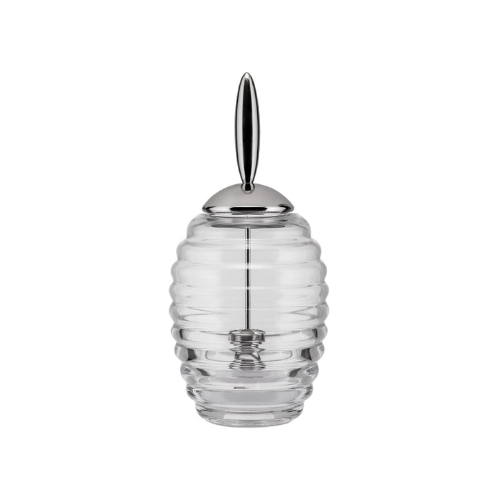 Alessi TW01 Honey Pot Honigspender aus Kristallglas mit Deckel, Edelstahl