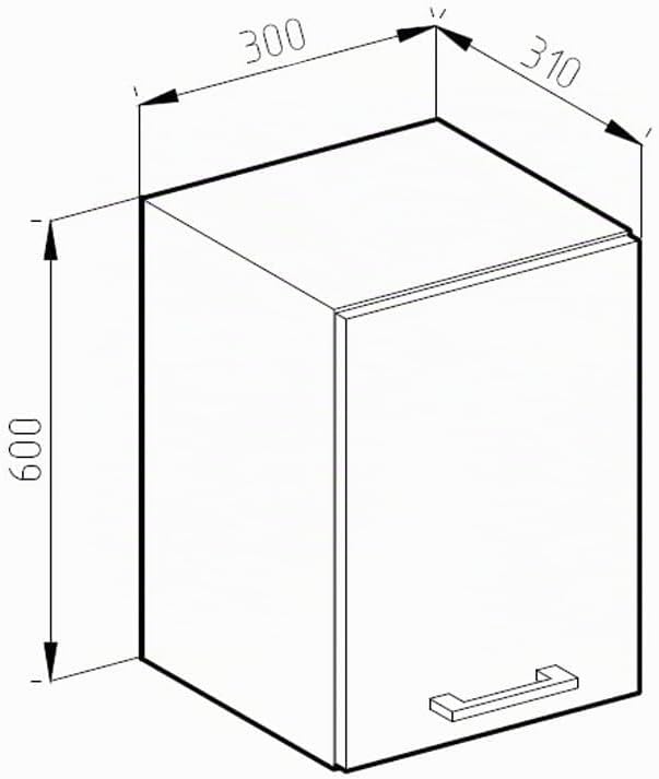 Vicco Hängeschrank R-Line, Goldkraft Eiche/Anthrazit, 30 cm J-Shape Goldkraft Eiche Hängeschrank 30