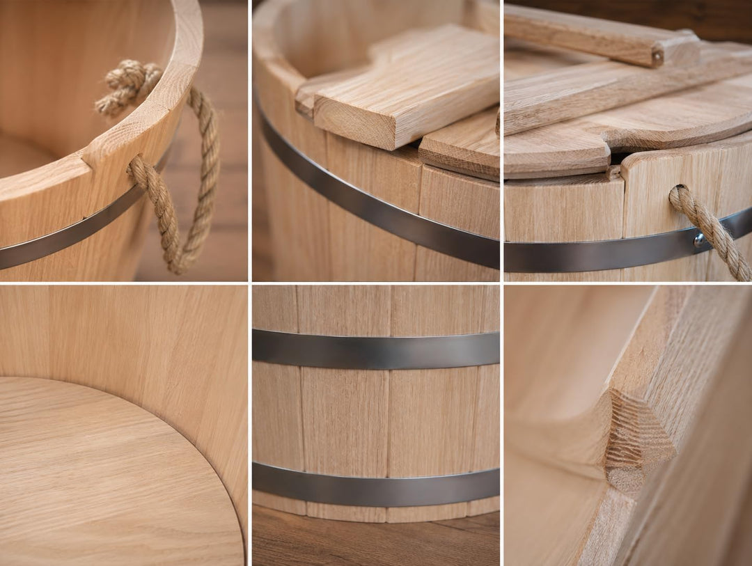 Holz Saunakübel 20 Liter Sauna Eimer Holzeimer Esche Banya Aufgusseimer