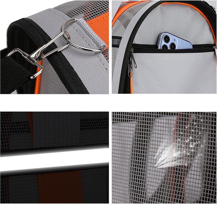 Transporttasche für Katze Hund, mit reflektierenden Streifen, mit atmungsaktivem Mesh, Faltbare katz
