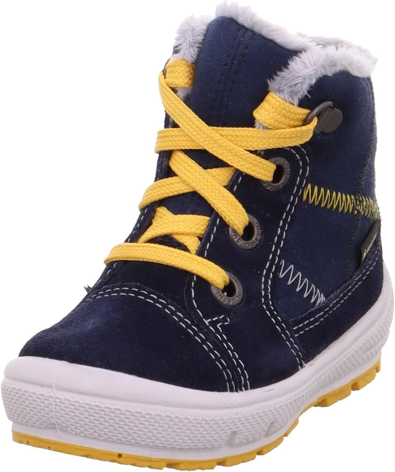Superfit Baby-Jungen Groovy Warm Gefütterte Gore-tex Schneestiefel 19 EU Blau Gelb 8000, 19 EU Blau