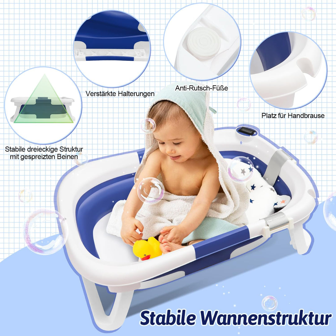 Hebitod Babywanne faltbar Babybadewanne Baby Wanne platzsparend, doppelt faltbare Badewanne mit Bade